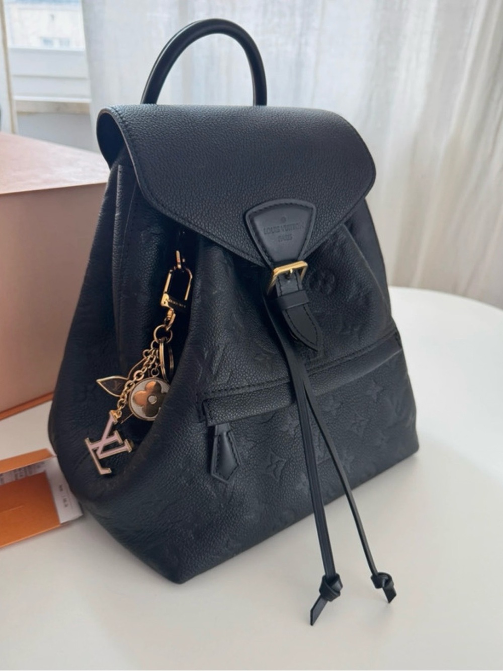 Louis Vuitton Black Monogram Empreinte Mini Backpack with Gold Charm